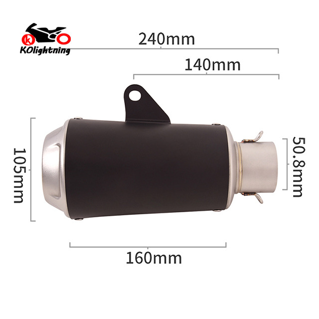 KO Lightning Exhaust Tail Pipe Motorcycle Universal Muffler Tips Black